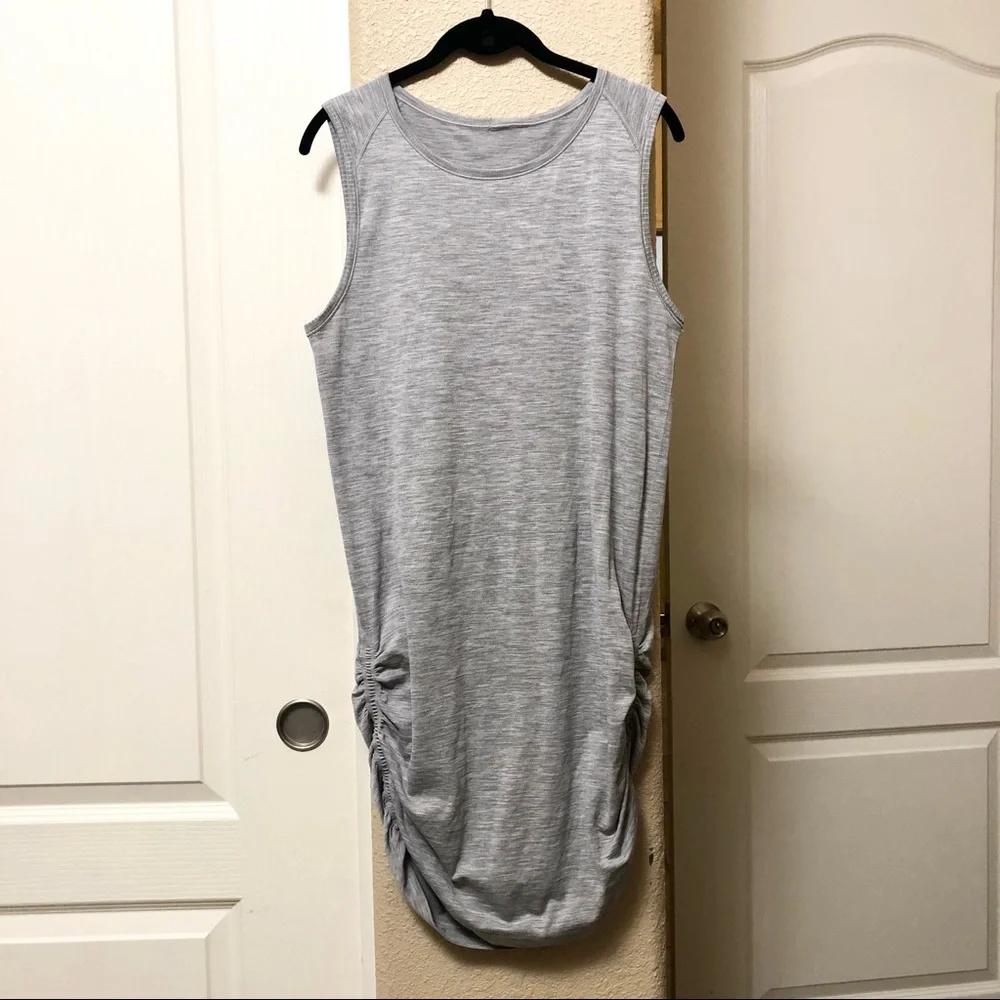 lululemon athletica Heather Gray Sleeveless Ruched Mini Dress